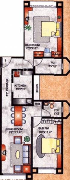 Bholenath Developer Shiv Anil Floor Plan (2BHK+2T)