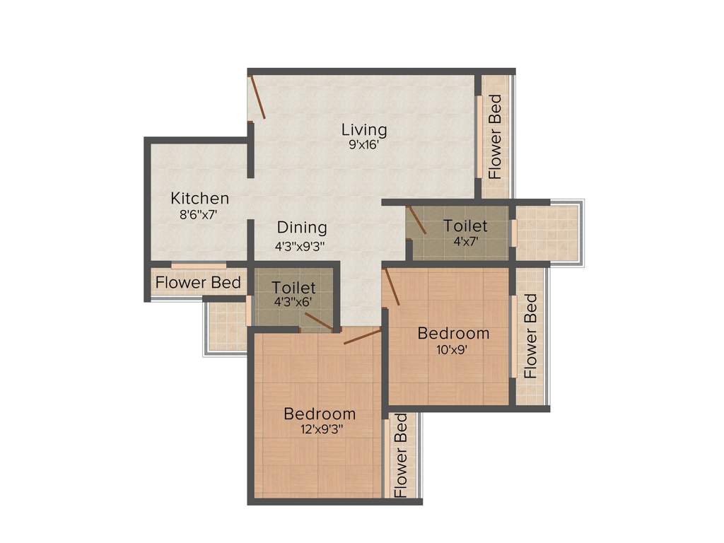 Galaxy Krishna Tower (2BHK+2T (1,060 sq ft) 1060 sq ft)