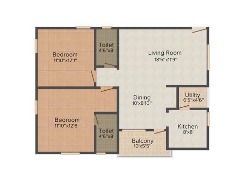 Manisha Construction M K Residency 2BHK+2T (1,288 sq ft)   Pooja Room