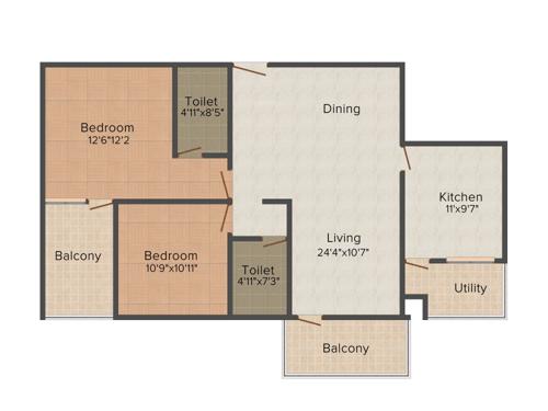 Aarna Blue Malibu (2BHK+2T (1,300 sq ft) 1300 sq ft) Aarna Blue Malibu (2BHK+2T (1,300 sq ft) 1300 sq ft)