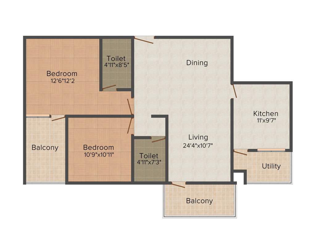 Aarna Blue Malibu (2BHK+2T (1,300 sq ft) 1300 sq ft)