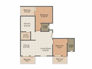 Aarna Blue Malibu (2BHK+2T (1,350 sq ft) 1350 sq ft) Aarna Blue Malibu (2BHK+2T (1,350 sq ft) 1350 sq ft)