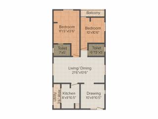Amulya Amulya Fortune (2BHK+2T (1,150 sq ft) 1150 sq ft)