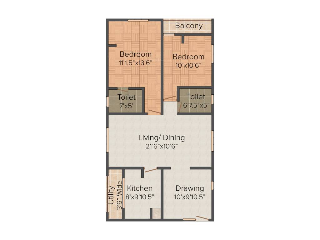Amulya Amulya Fortune (2BHK+2T (1,150 sq ft) 1150 sq ft)