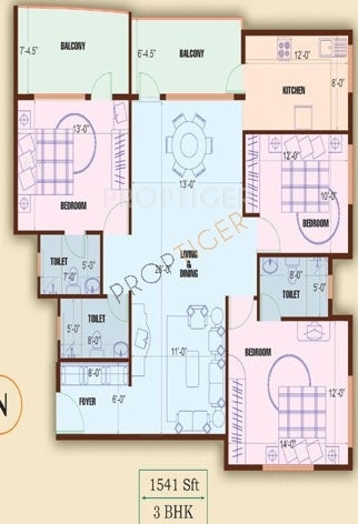Manar Silver Shadows Apartment (3BHK+3T (1,541 sq ft) 1541 sq ft)