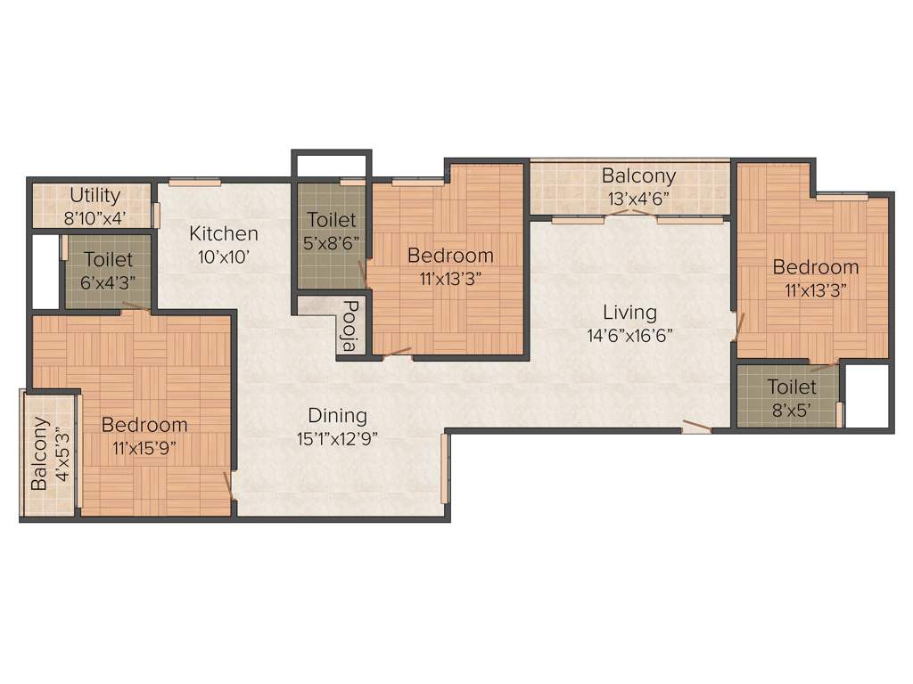 Star Star Dazzle (3BHK+3T (1,951 sq ft) Pooja Room 1951 sq ft)