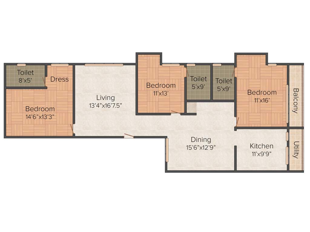 Star Star Dazzle (3BHK+3T (2,037 sq ft) Pooja Room 2037 sq ft)