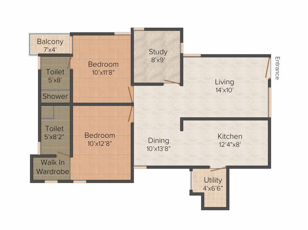 Kritan Asta 2BHK+2T (1,200 sq ft)   Study Room