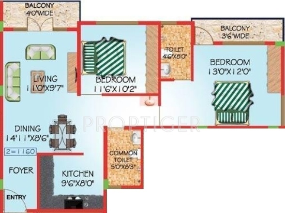 CMRS Oasis (2BHK+2T (1,160 sq ft) 1160 sq ft) CMRS Oasis (2BHK+2T (1,160 sq ft) 1160 sq ft)