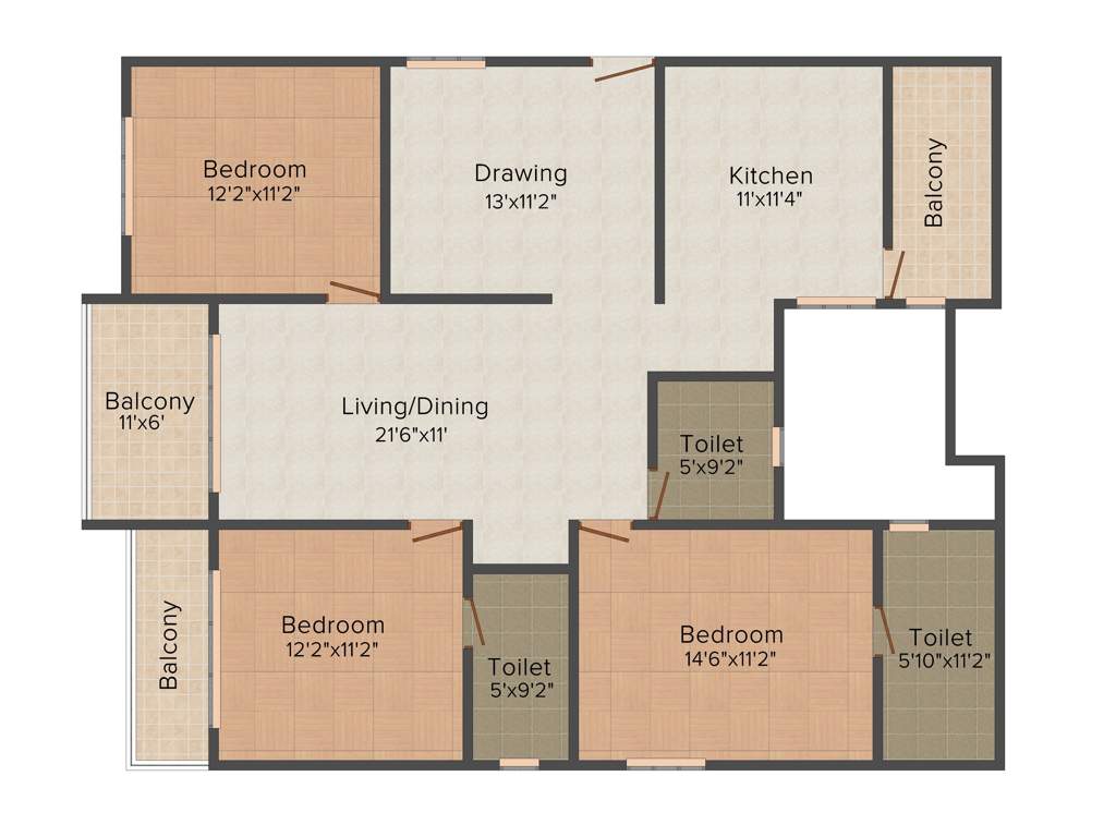 Pavani Sarovar Phase 1 (3BHK+3T (1,745 sq ft) 1745 sq ft)