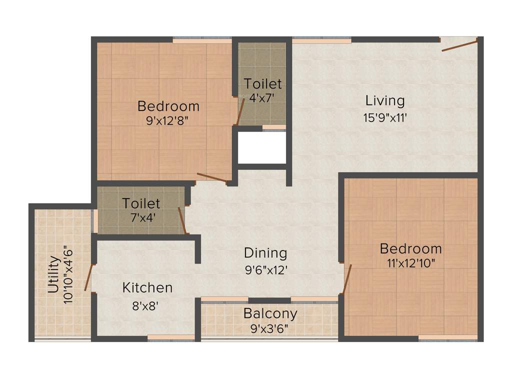Aaradhana SR Brindavana (2BHK+2T (1,071 sq ft) 1071 sq ft)