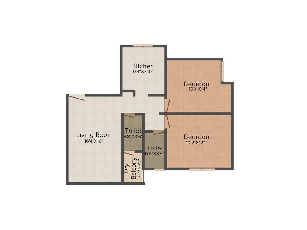 Radhey Residency 2 (2BHK+2T (885 sq ft) 885 sq ft)