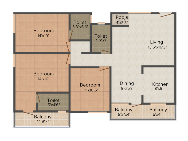 Dhathri Residency (3BHK+3T (1,445 sq ft) + Pooja Room 1445 sq ft)