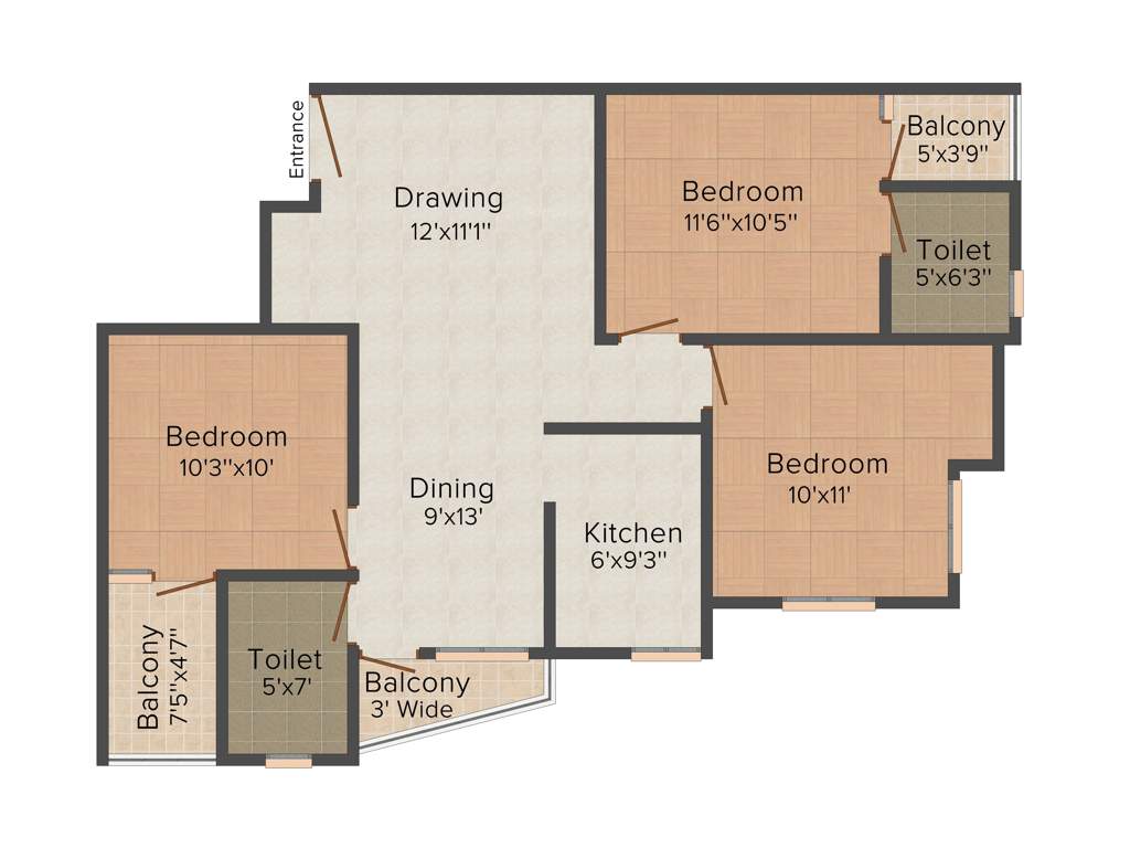 Namrata Group Royal 3BHK+3T (1,304 sq ft)