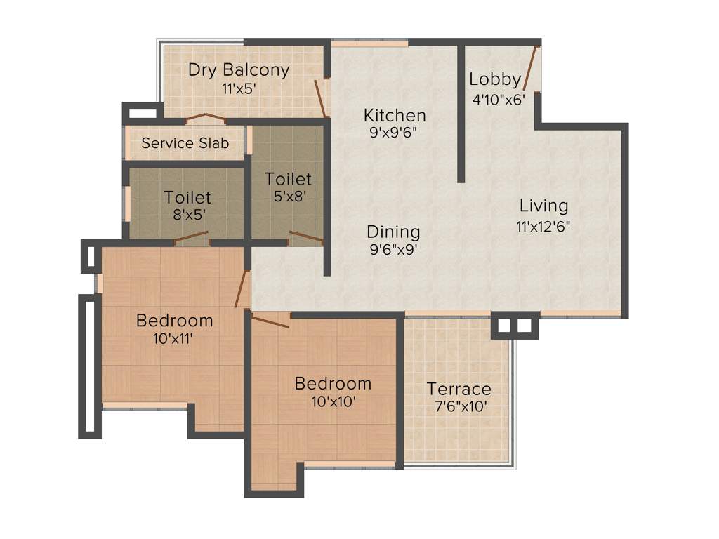Nandan Carnival (2BHK+2T (1,025 sq ft) 1025 sq ft)