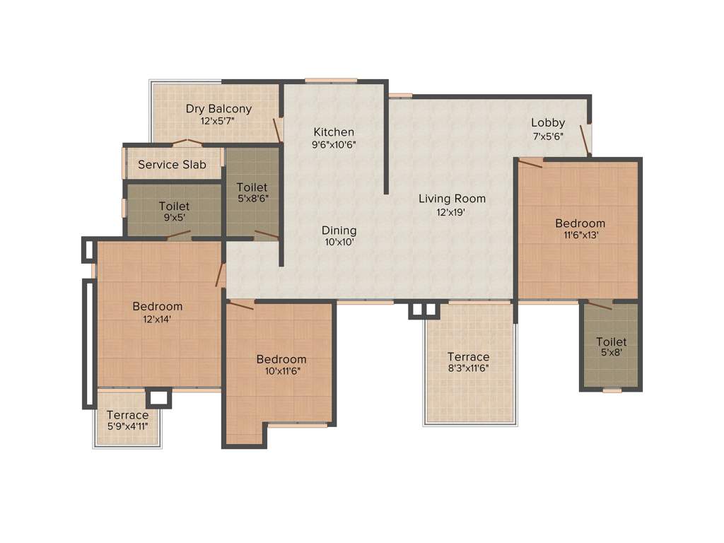 Nandan Carnival (3BHK+3T (1,501 sq ft) 1501 sq ft)