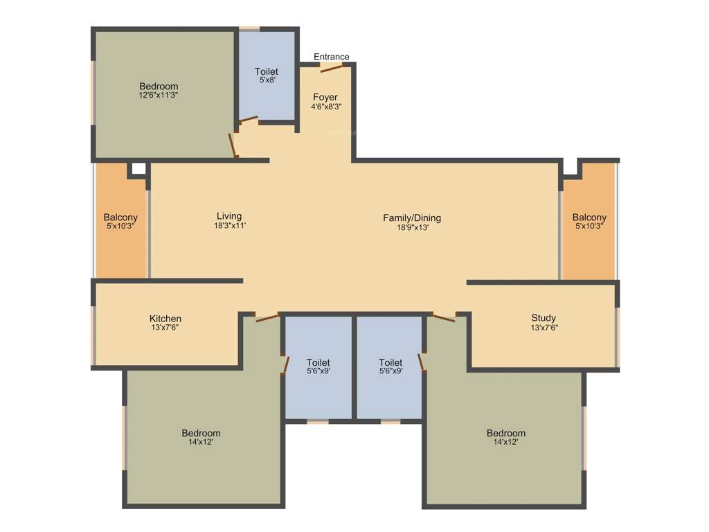 Prestige Lakeside Habitat (3BHK+3T (2,044 sq ft) + Study Room 2044 sq ft)