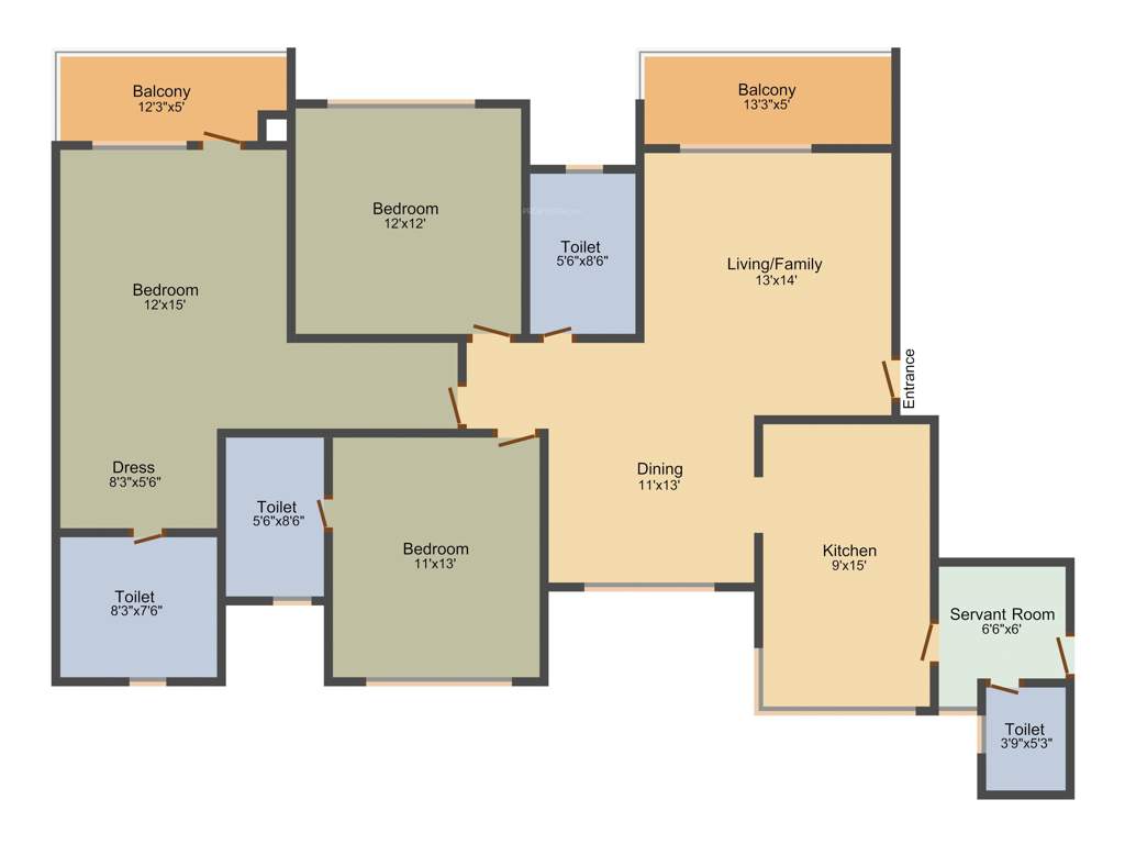 Prestige Lakeside Habitat (3BHK+3T (1,898 sq ft) + Servant Room 1898 sq ft)