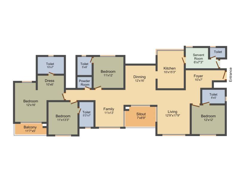 Prestige Lakeside Habitat (4BHK+5T (2,830 sq ft) + Servant Room 2830 sq ft)