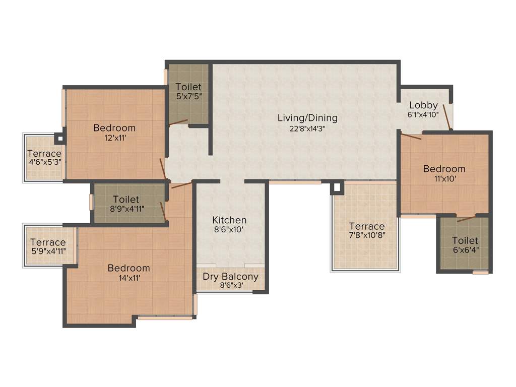 Vasudha Parnika (3BHK+3T (1,556 sq ft) 1556 sq ft)