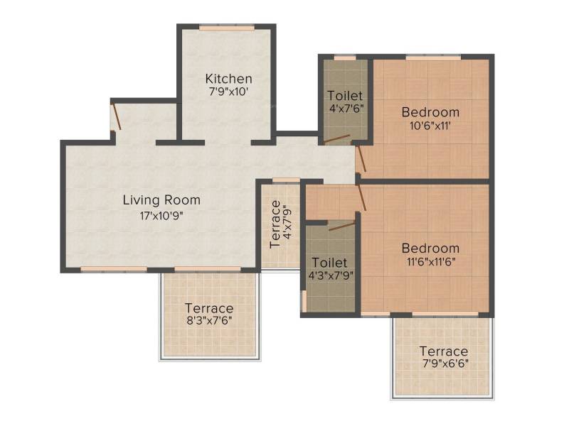 Sonigara Laurel (2BHK+2T (1,050 sq ft) 1050 sq ft)