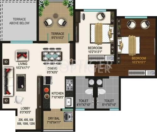 Goel Ganga Glitz (2BHK+2T (1,165 sq ft) 1165 sq ft)