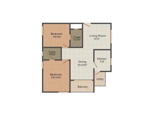 Srinidhi Sri Moonstone Park (2BHK+2T (1,044 sq ft) 1044 sq ft)