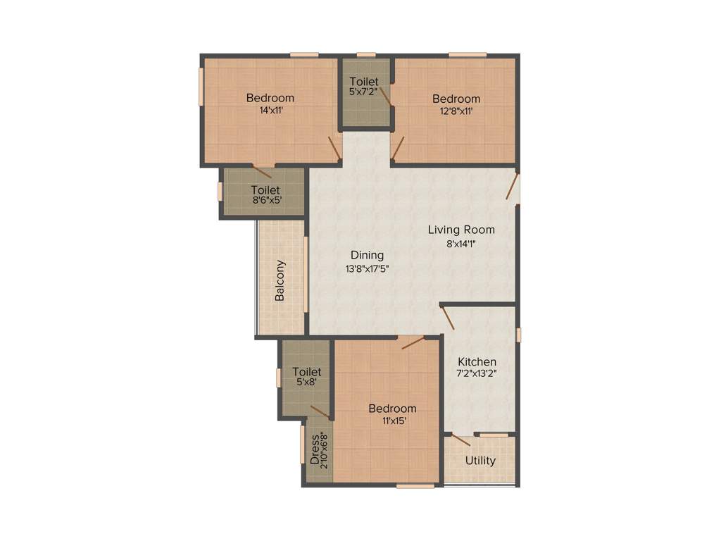 Srinidhi Sri Moonstone Park (3BHK+3T (1,540 sq ft) 1540 sq ft)