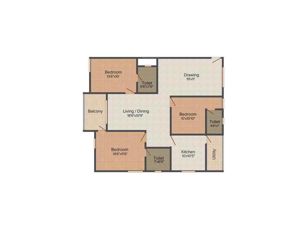 Srinidhi Sri Moonstone Park (3BHK+3T (1,617 sq ft) 1617 sq ft)