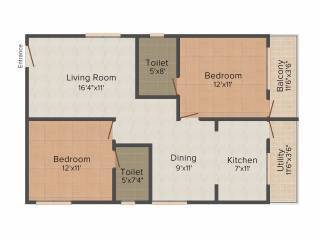 AR SM Signature (2BHK+2T (1,123 sq ft) 1123 sq ft)