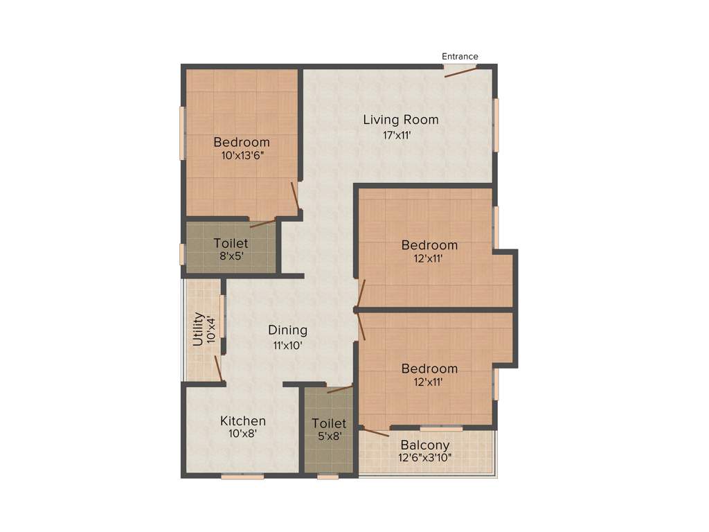 AR SM Signature (3BHK+3T (1,385 sq ft) 1385 sq ft)