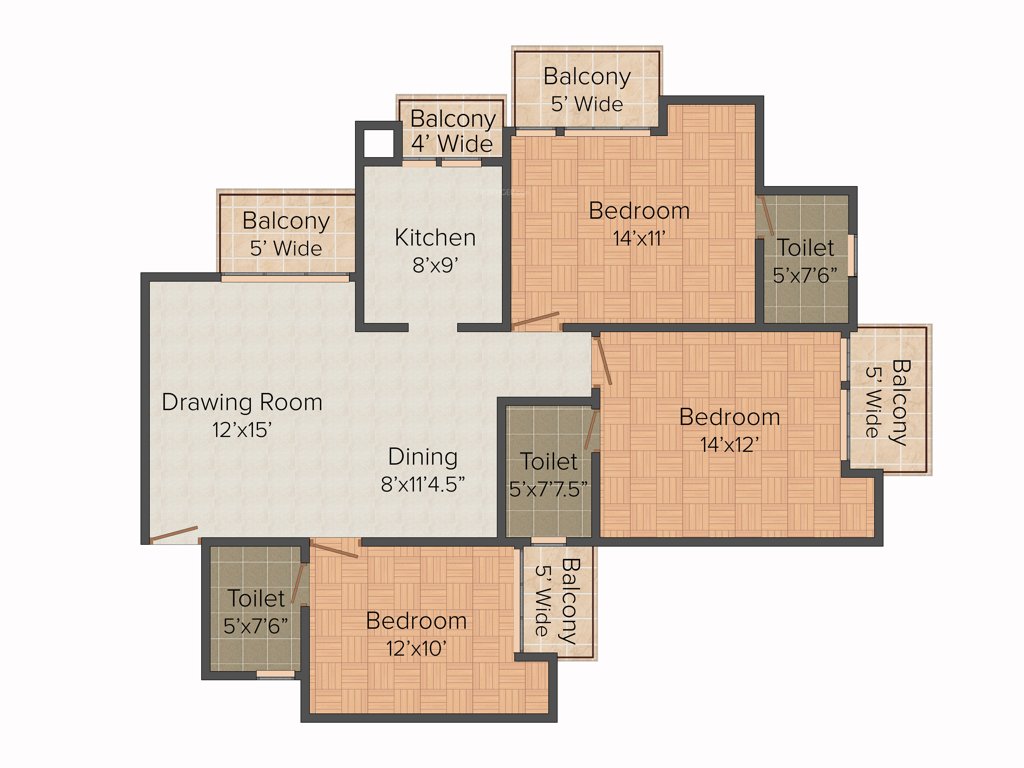 Krishna Aprameya Residency (3BHK+3T (1,590 sq ft) 1590 sq ft)