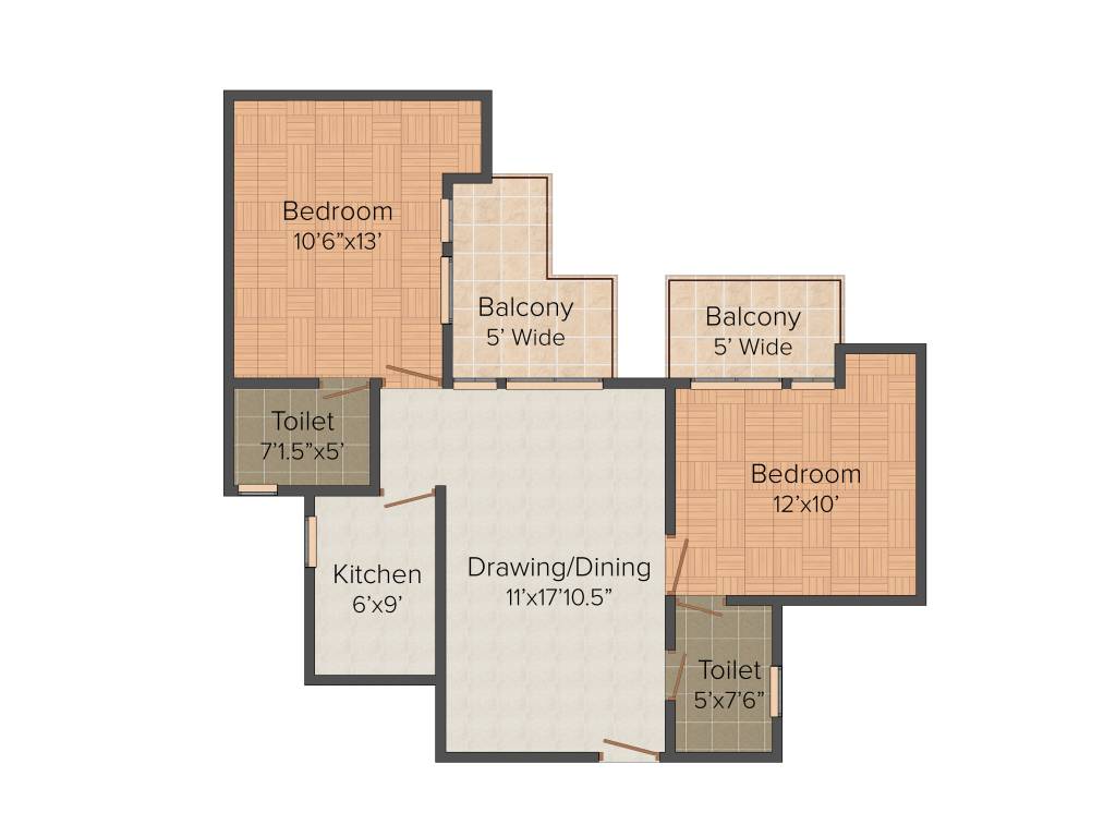 Krishna Aprameya Residency (2BHK+2T (1,065 sq ft) 1065 sq ft)