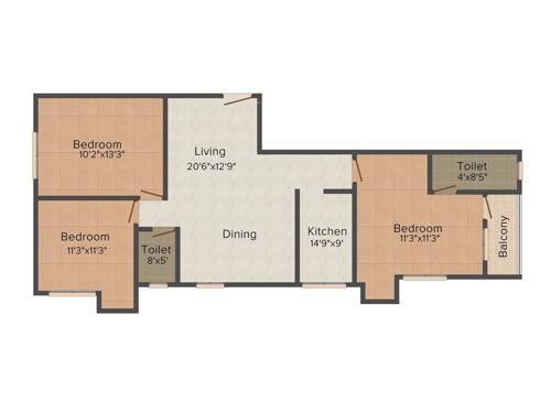 Ajmir Ajmir Apartment (3BHK+3T (1,397 sq ft) 1397 sq ft) Ajmir Ajmir Apartment (3BHK+3T (1,397 sq ft) 1397 sq ft)