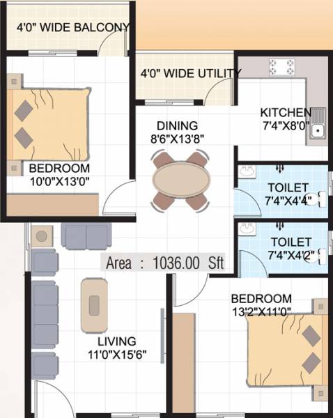 Ashrith SLV Pride (2BHK+2T (1,036 sq ft) 1036 sq ft) Ashrith SLV Pride (2BHK+2T (1,036 sq ft) 1036 sq ft)