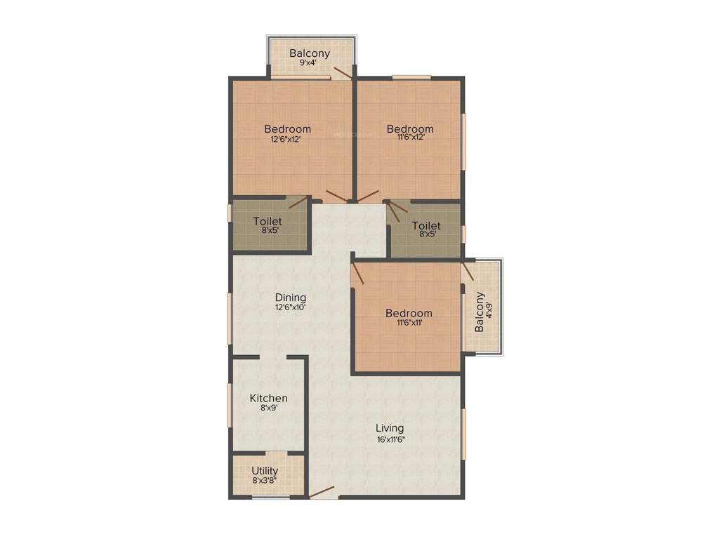 Shakthi Shakthi Fairmont (3BHK+3T (1,330 sq ft) 1330 sq ft)