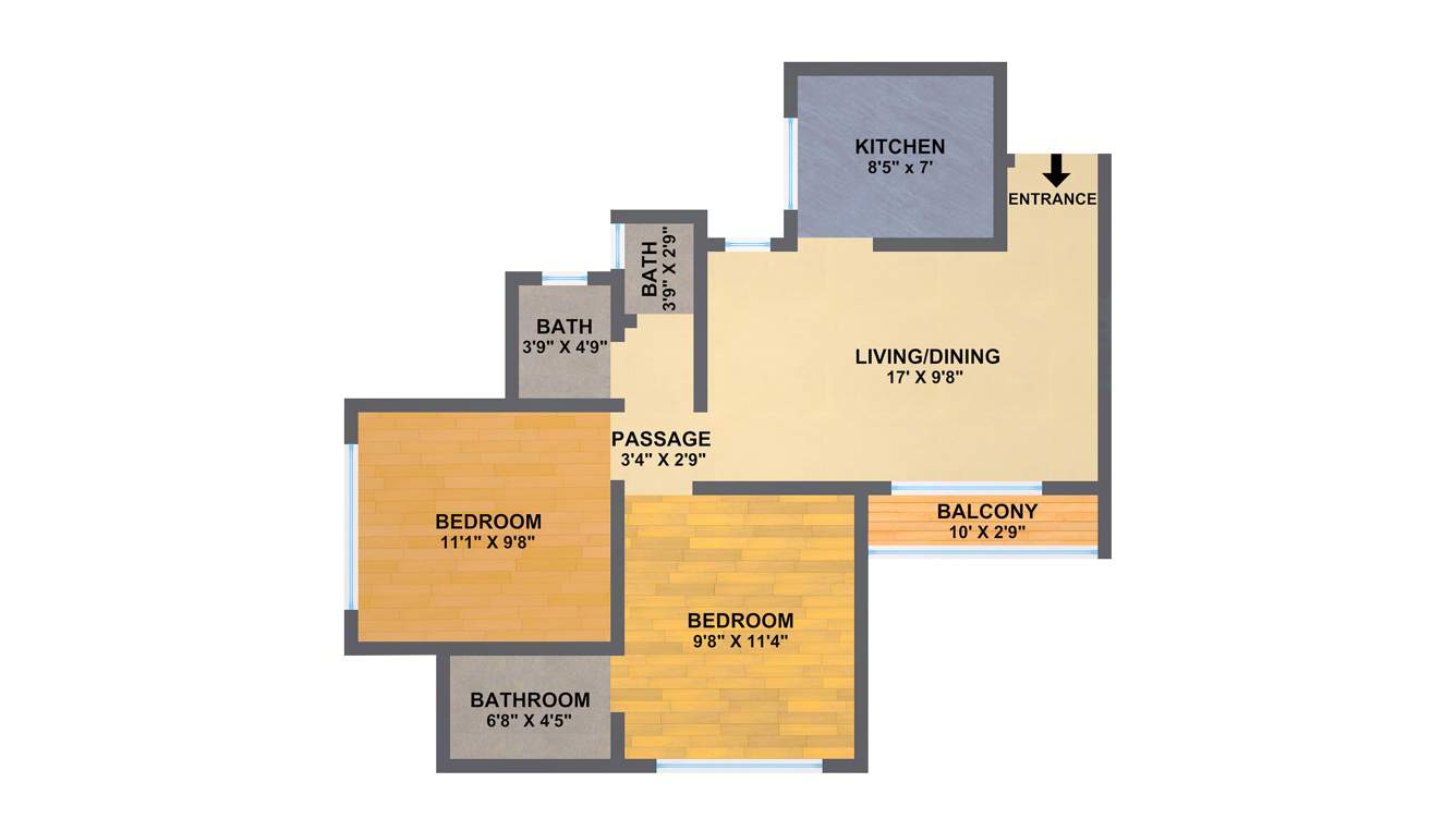 Elite Green Acres (2BHK+2T (776 sq ft) 776 sq ft)