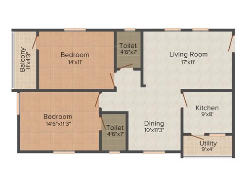 Concrete Apple Lilly (2BHK+2T (1,225 sq ft) 1225 sq ft)