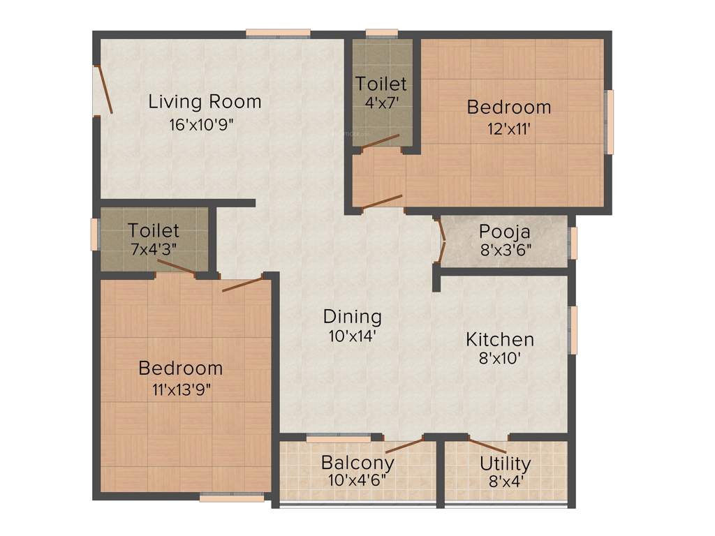 Concrete Apple Lilly (2BHK+2T (1,230 sq ft) 1230 sq ft)