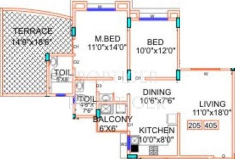 Floor Plan (2BHK+2T) Vanshaj Rane Group Opulence Floor Plan (2BHK+2T)