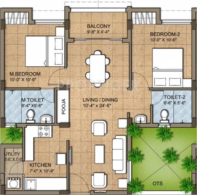 1000 sq ft 2 BHK Floor Plan Image KG Builders Good 