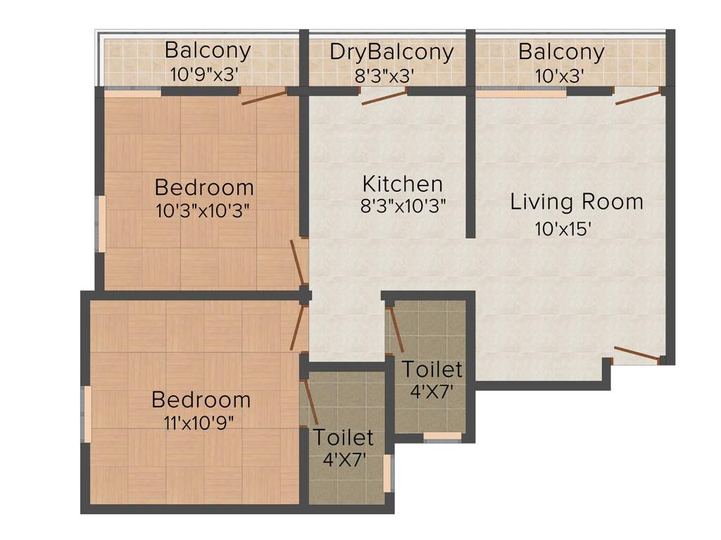Aggarwal Vivanta Sarthak (2BHK+2T (788 sq ft) 788 sq ft)