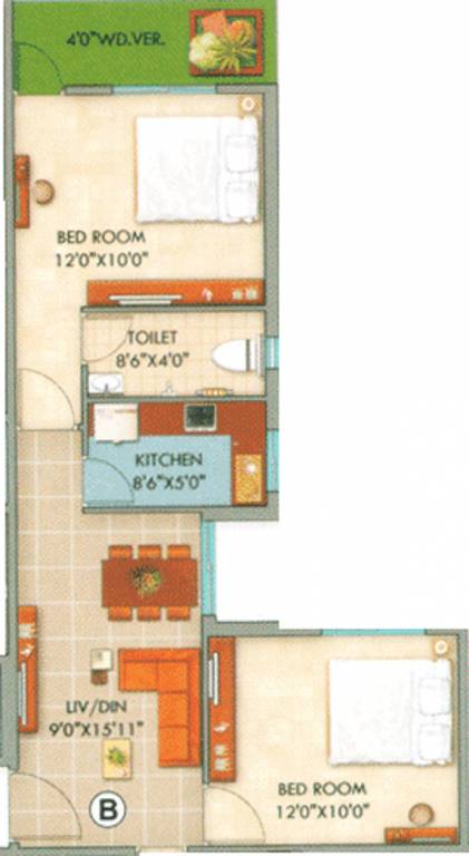 GM Meena Sangam (2BHK+1T (867 sq ft) 867 sq ft)