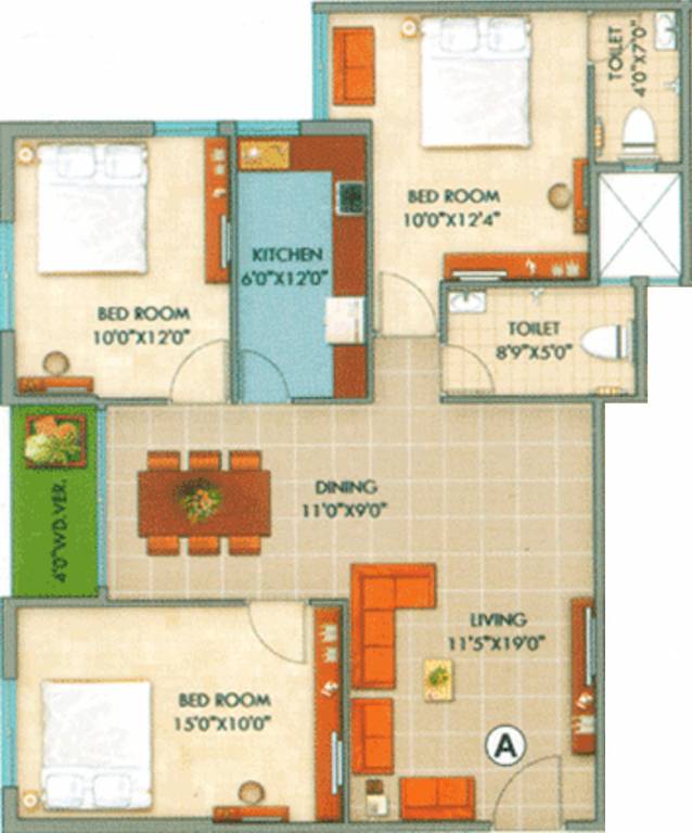 GM Meena Sangam (3BHK+2T (1,342 sq ft) 1342 sq ft)