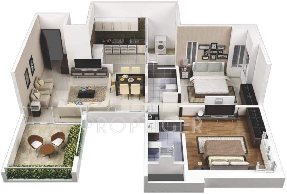 Pate Fiesta (2BHK+2T (1,088 sq ft) 1088 sq ft)