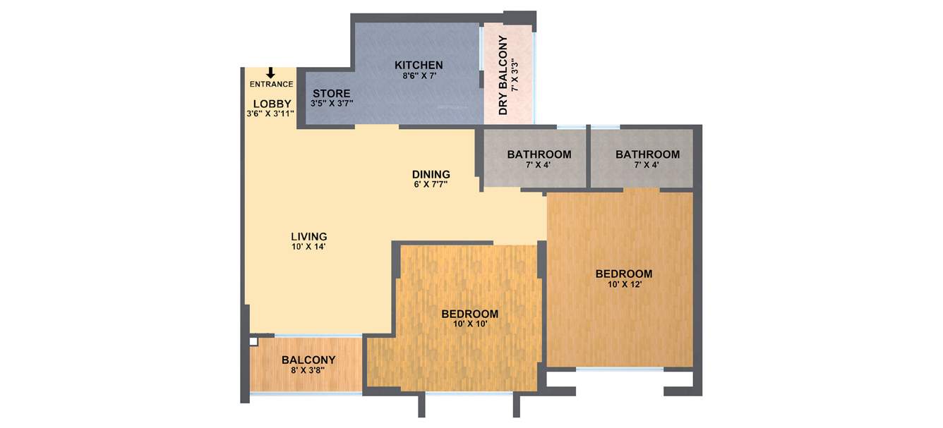 Mirchandani Shalimar Swayam (2BHK+2T (985 sq ft) 985 sq ft)