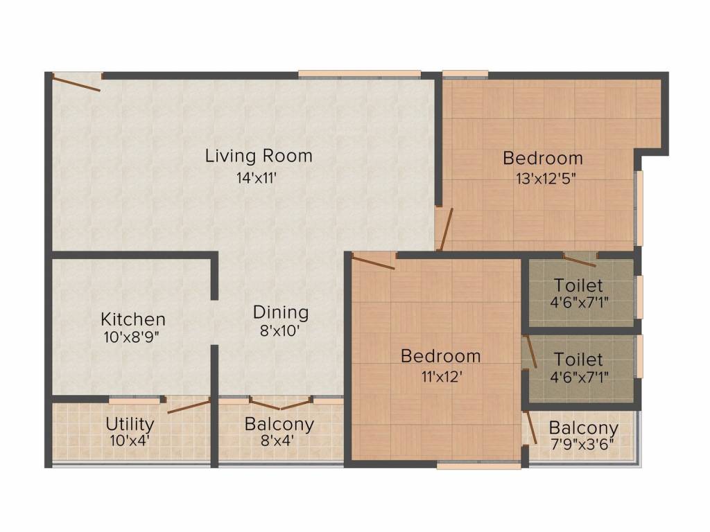 Laa Moon Stone (2BHK+2T (1,150 sq ft) 1150 sq ft)
