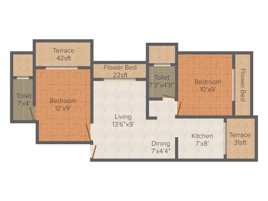 Solanki Shreeji Residency (2BHK+2T (965 sq ft) 965 sq ft)