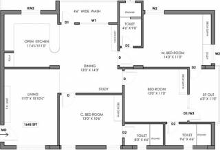 Elite Blossom Heights (3BHK+3T (1,645 sq ft) + Study Room 1645 sq ft)