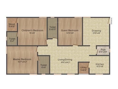 Srinilaya Adi Emerald (3BHK+3T (1,828 sq ft)   Pooja Room 1828 sq ft)